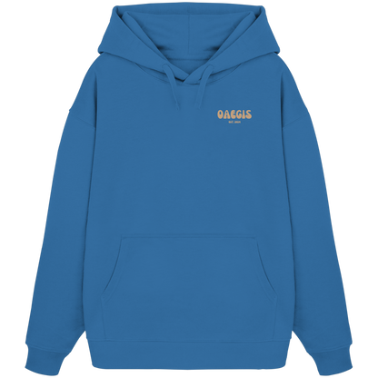  Royal blauer Oversize Kapuzen-Pullover mit Rundhalsausschnitt aus 100% Baumwolle und minimalistischem Design auf der linken Brust 