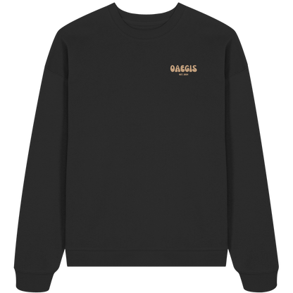 Schwarzer Oversize Pullover aus 100% Baumwolle mit Rundhalsausschnitt und minimalistischem Design auf der linken Brust 