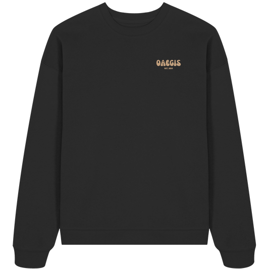 Schwarzer Oversize Pullover aus 100% Baumwolle mit Rundhalsausschnitt und minimalistischem Design auf der linken Brust 